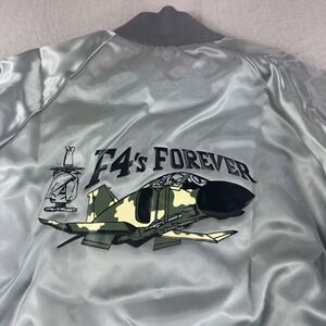 Four Seasons Bomber Jacket Men M Gray Made in USA Snap Phantom II Jet Plane Coat